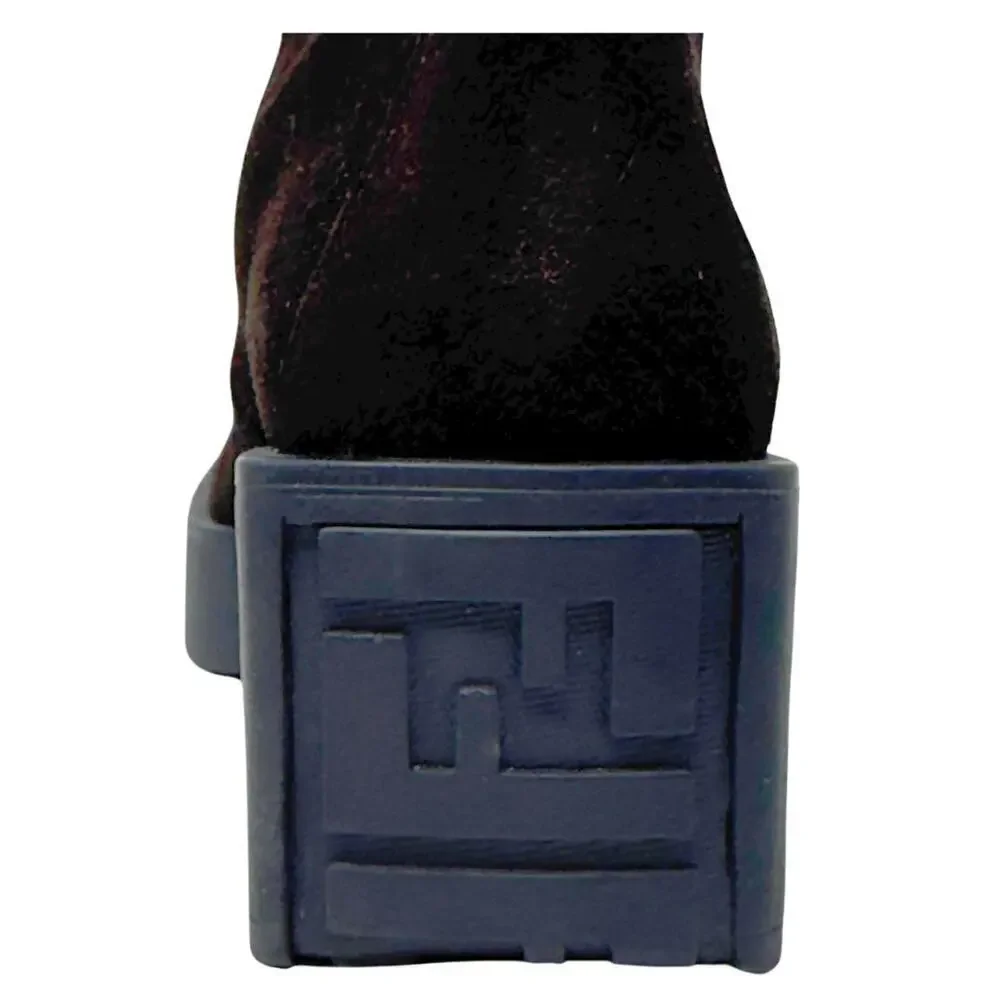 Fendi Boots FF Logo Chunky Platform Zucca Brown Monogram Ankle‎ Chelsea Shoes 7